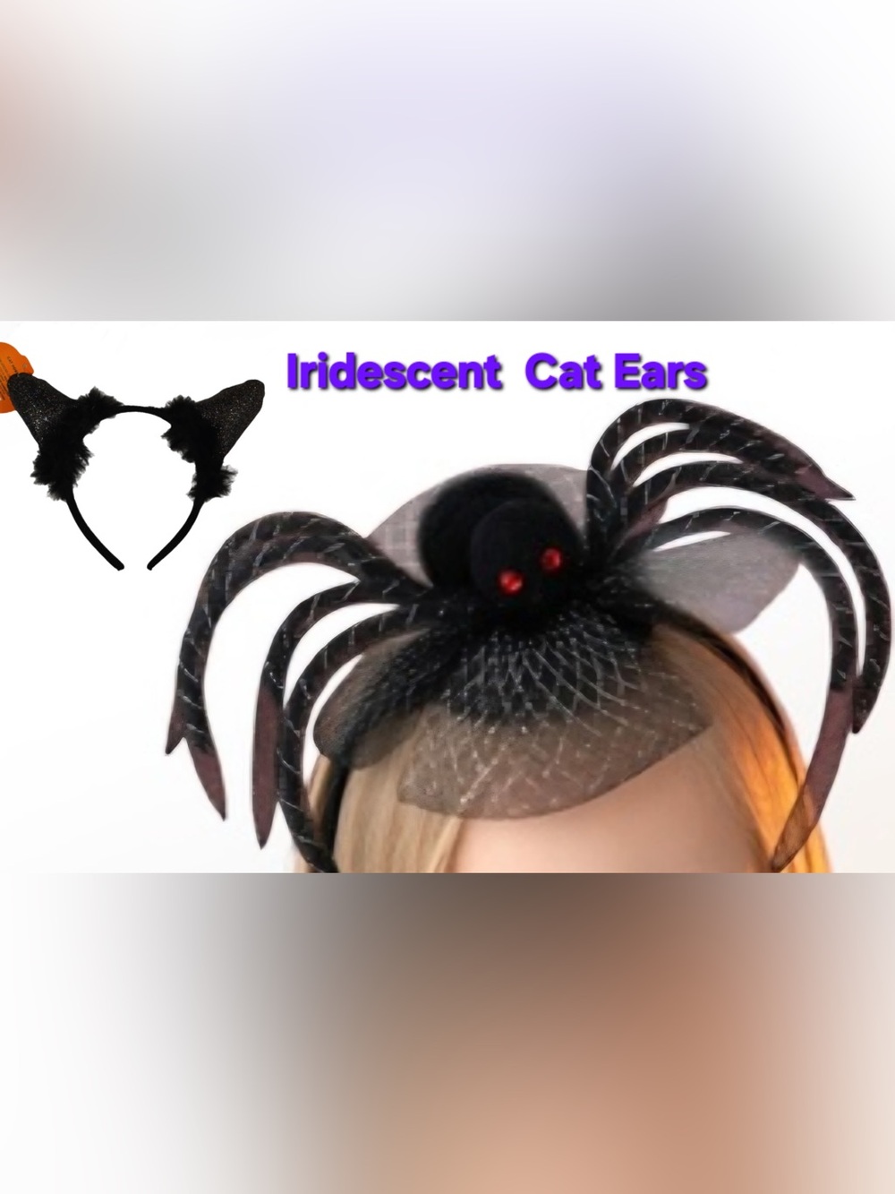2pc  Halloween Headband Bundle Cat Ears & Spider Vain